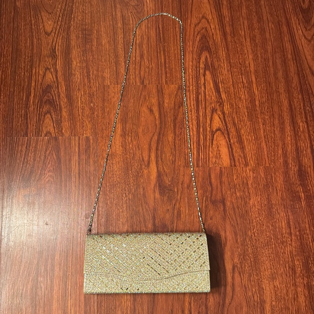 Gold crystal clutch evening bag